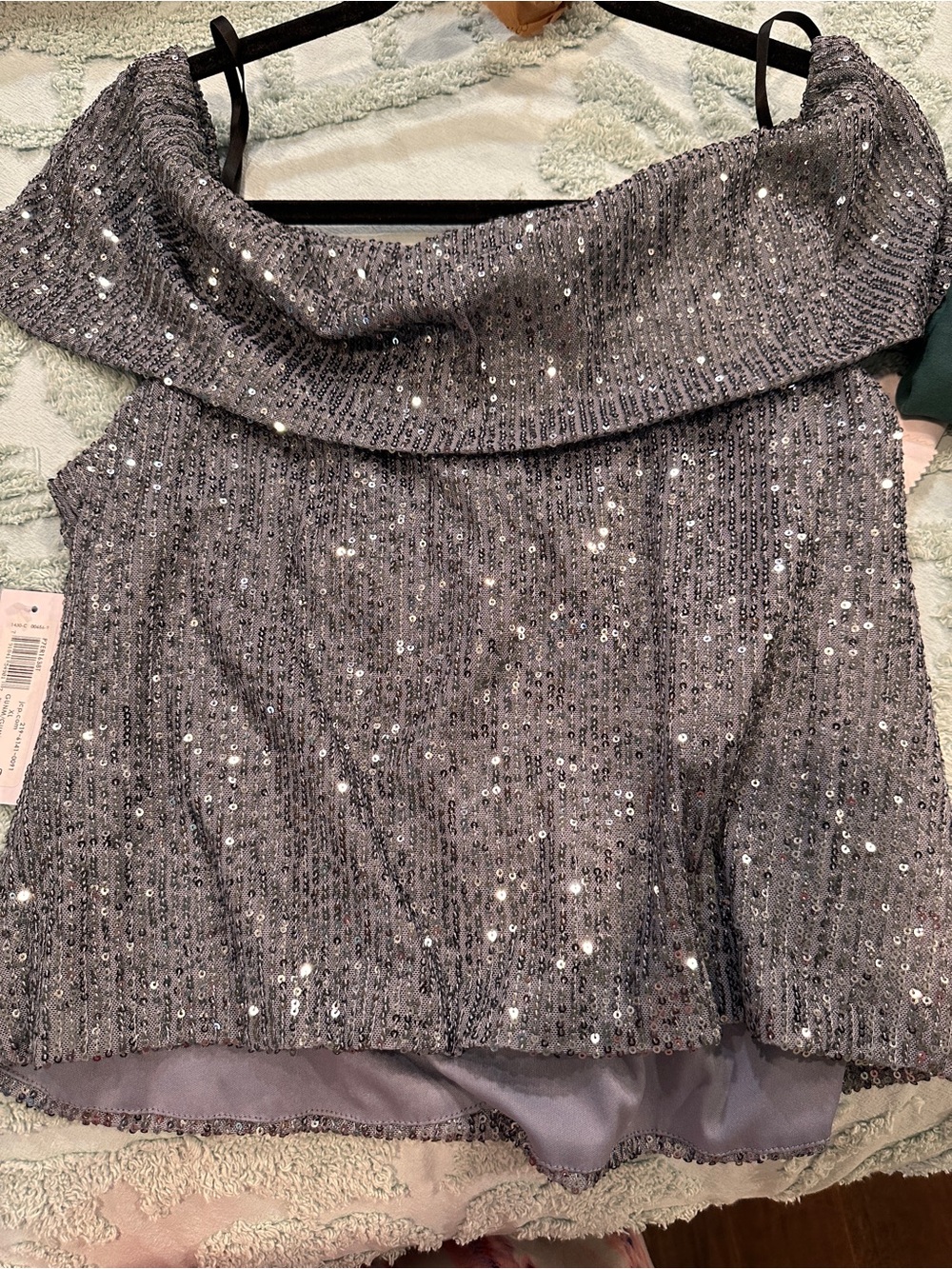 jcpenney Silver Sequin Off-the-Shoulder Women’s Sweater